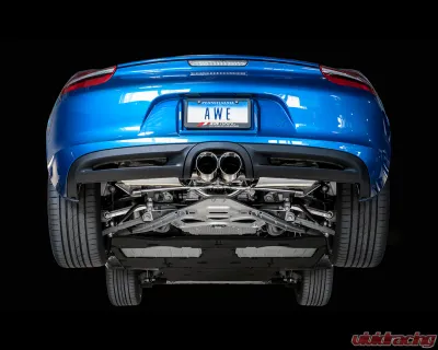 AWE Tuning Performance Exhaust | 2.5" Diameter | 4" Dual Diamond Black Tips Porsche Boxster 2013-2016|Porsche Cayman 2014-2016 - 3010-33024