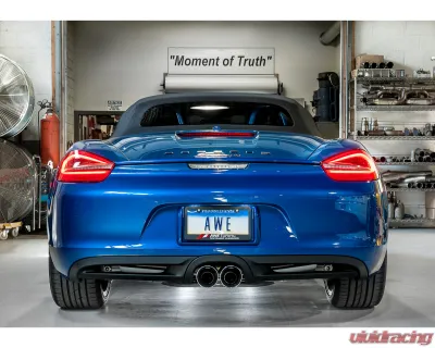 AWE Tuning Performance Exhaust | 2.5" Diameter | 4" Dual Diamond Black Tips Porsche Boxster 2013-2016|Porsche Cayman 2014-2016 - 3010-33024