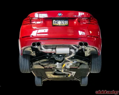 AWE Tuning Touring Edition Axle-back Exhaust | 3" Diameter | 3.14" Quad Chrome Silver Tips BMW 328i 2012-2016|BMW 428i 2014-2016 - 3010-42042