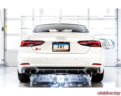 AWE Tuning Track Edition Exhaust | Non-Resonated | 2.5" Diameter | 4" Quad Chrome Silver Tips Audi S4 2018-2024 - 3010-42054