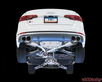 AWE Tuning Touring Edition Exhaust | 2.5" Diameter | 4" Quad Chrome Silver Tips Audi S4 2018-2024 - 3010-42056