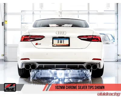 AWE Tuning Track Edition Exhaust | Non-Resonated | 2.5" Diameter  | 4" Quad Chrome Silver Tips Audi S5 Sportback 2018-2024 - 3010-42068
