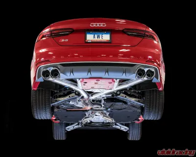 AWE Tuning Track Edition Exhaust | Non-Resonated | 2.5" Diameter  | 4" Quad Chrome Silver Tips Audi S5 Sportback 2018-2024 - 3010-42068