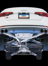 AWE Tuning Track Edition Exhaust | Non-Resonated | 2.5" Diameter  | 4" Quad Diamond Black Tips Audi S4 2018-2024                                     - 3010-43048 - Image 4