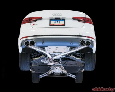 AWE Tuning Track Edition Exhaust | Non-Resonated | 2.5" Diameter  | 4" Quad Diamond Black Tips Audi S4 2018-2024 - 3010-43048