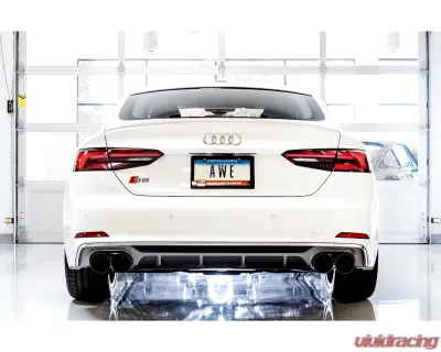 AWE Tuning Touring Edition Exhaust | 2.5" Diameter | 4" Quad Diamond Black Tips Audi S4 2018-2024 - 3010-43050