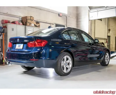 AWE Tuning Touring Edition Exhaust + Performance Mid Pipe | 3" Diameter | 4" Dual Chrome Silver Tip BMW 320i 2013-2018 - 3015-22044