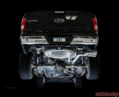 AWE Tuning 0FG Single Exit Exhaust | 3" Diameter | 4.5" Dual Chrome Silver Tips Ford F-150 2015-2020 - 3015-22066