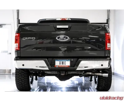 AWE Tuning 0FG Single Exit Exhaust | 3" Diameter | 4.5" Dual Chrome Silver Tips Ford F-150 2015-2020 - 3015-22066