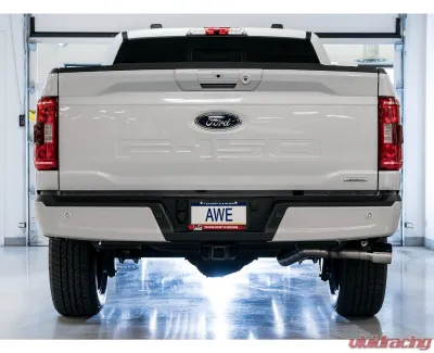 AWE Tuning 0FG Dual Side Exit Exhaust | 3" Diameter | 4.5" Dual Chrome Silver Tips Ford F-150 2021-2025 - 3015-22067