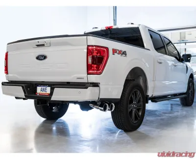AWE Tuning 0FG Dual Side Exit Exhaust | 3" Diameter | 4.5" Dual Chrome Silver Tips Ford F-150 2021-2025 - 3015-22067