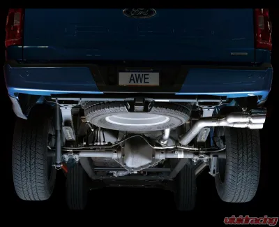 AWE Tuning 0FG Dual Side Exit Exhaust | 3" Diameter | 4.5" Dual Chrome Silver Tips Ford F-150 2021-2025 - 3015-22067