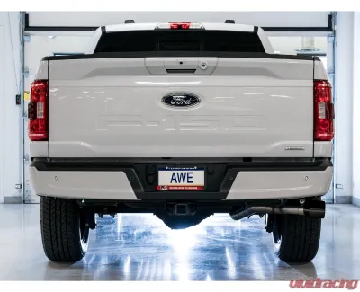 AWE Tuning 0FG Dual Side Exit Exhaust | 3" Diameter | 4.5" Dual Diamond Black Tips Ford F-150 2021-2025 - 3015-23059
