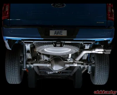 AWE Tuning 0FG Dual Side Exit Exhaust | 3" Diameter | 4.5" Dual Diamond Black Tips Ford F-150 2021-2025 - 3015-23059
