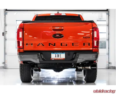 AWE Tuning 0FG Exhaust | 3" Diameter | with BashGuard | 4.5" Dual Diamond Black Tips Ford Ranger 2019-2023 - 3015-23064