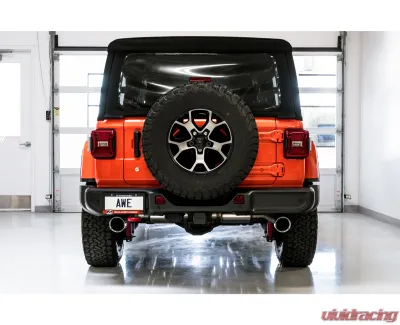 AWE Tuning Tread Edition Axle Back Dual Exhaust for Jeep Wrangler 2018-2025, 3" Chrome Tips - 3015-32001
