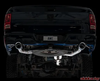AWE Tuning 0FG Dual Rear Exit Cat Back | 3" Diameter | 5" Dual Chrome Silver Tips Ram 1500 2011-2018 - 3015-32002
