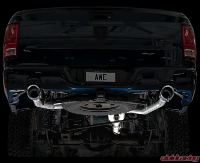 AWE Tuning 0FG Dual Rear Exit Cat Back | 3" Diameter | 5" Dual Chrome Silver Tips Ram 1500 2011-2018 - 3015-32002