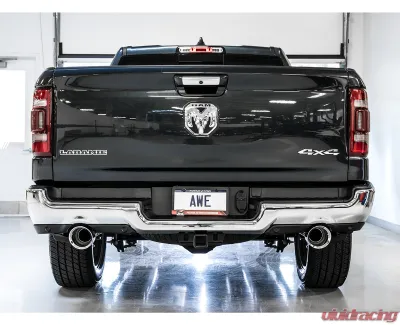 AWE Tuning 0FG Dual Rear Exit Cat Back | 3" Diameter | 5" Dual Chrome Silver Tips Ram 1500 2019-2024 - 3015-32005