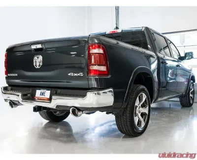 AWE Tuning 0FG Dual Rear Exit Cat Back | 3" Diameter | 5" Dual Chrome Silver Tips Ram 1500 2019-2024 - 3015-32005