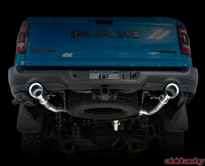 AWE Tuning 0FG Dual Rear Exit Cat Back | 3" Diameter | 5" Dual Chrome Silver Tips Ram 1500 2019-2024 - 3015-32005