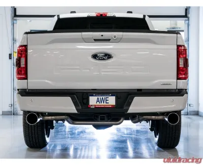 AWE Tuning 0FG Dual Split Rear Exhaust | 3" Diameter | 5" Dual Chrome Silver Tips Ford F-150 2021-2025 - 3015-32105