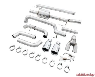 AWE Tuning 0FG Dual Split Rear Exhaust | 3" Diameter | 5" Dual Chrome Silver Tips Ford F-150 2021-2025 - 3015-32105