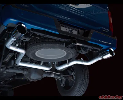 AWE Tuning 0FG Dual Split Rear Exhaust | 3" Diameter | 5" Dual Chrome Silver Tips Ford F-150 2021-2025 - 3015-32105