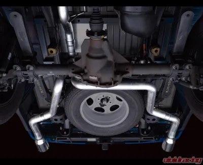 AWE Tuning 0FG Dual Split Rear Exhaust | 3" Diameter | 5" Dual Chrome Silver Tips Ford F-150 2021-2025 - 3015-32105