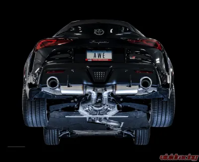 AWE Tuning Resonated Touring Edition Exhaust | 3" Diameter | 5" Dual Chrome Silver Tips Toyota GR Supra 2020-2025 - 3015-32118