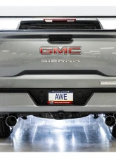 AWE Tuning 0FG Cat Back Split Rear Exit Exhaust | 3" Diameter | 5" Dual Chrome Silver Tips Chevrolet Silverado 1500 2019-2024|GMC Sierra 1500 Limited 2022-2022                                     - 3015-32205 - Image 2