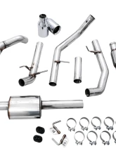 AWE Tuning 0FG Cat Back Split Rear Exit Exhaust | 3" Diameter | 5" Dual Chrome Silver Tips Chevrolet Silverado 1500 2019-2024|GMC Sierra 1500 Limited 2022-2022                                     - 3015-32205 - Image 4