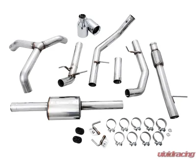 AWE Tuning 0FG Cat Back Split Rear Exit Exhaust | 3" Diameter | 5" Dual Chrome Silver Tips Chevrolet Silverado 1500 2019-2024|GMC Sierra 1500 Limited 2022-2022 - 3015-32205