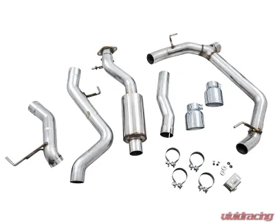 AWE Tuning 0FG Cat Back Exhaust | 3" Diameter | 4.5" Dual Chrome Silver Tips Ford Bronco 2021-2025 - 3015-32456