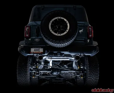 AWE Tuning 0FG Cat Back Exhaust | 3" Diameter | 4.5" Dual Chrome Silver Tips Ford Bronco 2021-2025 - 3015-32456