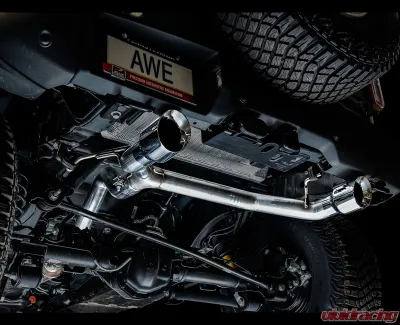AWE Tuning 0FG Cat Back Exhaust | 3" Diameter | 4.5" Dual Chrome Silver Tips Ford Bronco 2021-2025 - 3015-32456