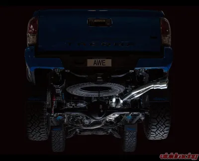 AWE Tuning 0FG Exhaust | 2.5" Diameter | with BashGuard | 4.5" Dual Chrome Silver Tips Toyota Tacoma SR5 2016-2023 - 3015-32826