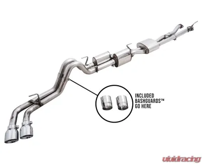 AWE Tuning 0FG Exhaust | 2.5" Diameter | with BashGuard | 4.5" Dual Chrome Silver Tips Toyota Tacoma SR5 2016-2023 - 3015-32826