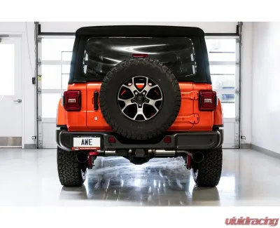 AWE Tuning Tread Edition Axle Back Dual Exhaust for Jeep Wrangler 2018-2025, 3" Diameter, Black Tips - 3015-33001