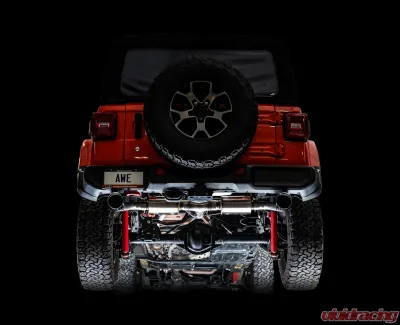 AWE Tuning Tread Edition Axle Back Dual Exhaust for Jeep Wrangler 2018-2025, 3" Diameter, Black Tips - 3015-33001