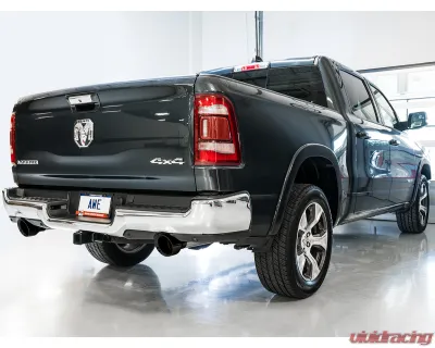 AWE Tuning 0FG Dual Rear Exit Cat Back | 3" Diameter | 5" Dual Diamond Black Tips Ram 1500 2019-2024 - 3015-33006