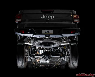 AWE Tuning Tread Edition Cat Back Dual Exhaust | 3" Diameter | 5" Dual Diamond Black Tips Jeep Gladiator 2020-2024 - 3015-33101