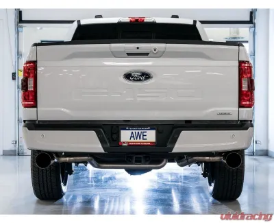 AWE Tuning 0FG Dual Split Rear Exhaust | 3" Diameter | 5" Dual Diamond Black Tips Ford F-150 2021-2025 - 3015-33119