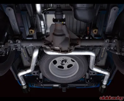 AWE Tuning 0FG Dual Split Rear Exhaust | 3" Diameter | 5" Dual Diamond Black Tips Ford F-150 2021-2025 - 3015-33119