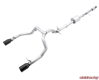 AWE Tuning 0FG Cat Back Split Rear Exit Exhaust | 3" Diameter | 5" Dual Diamond Black Tips Chevrolet Silverado 1500 2019-2025|GMC Sierra 1500 Limited 2022-2022 - 3015-33206