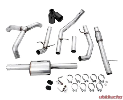 AWE Tuning 0FG Cat Back Split Rear Exit Exhaust | 3" Diameter | 5" Dual Diamond Black Tips Chevrolet Silverado 1500 2019-2025|GMC Sierra 1500 Limited 2022-2022 - 3015-33206