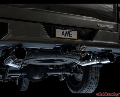 AWE Tuning 0FG Cat Back Split Rear Exit Exhaust | 3" Diameter | 5" Dual Diamond Black Tips Chevrolet Silverado 1500 2019-2025|GMC Sierra 1500 Limited 2022-2022 - 3015-33206