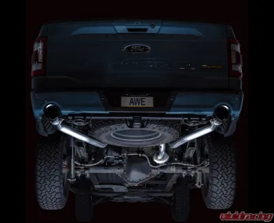 AWE Tuning 0FG Resonated Cat Back | 3" Diameter | 5" Dual Diamond Black Tips Ford F-150 Tremor 2021-2025 - 3015-33402