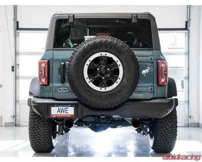 AWE Tuning 0FG Cat Back Exhaust | 3" Diameter | 4.5" Dual Diamond Black Tips Ford Bronco 2021-2025 - 3015-33456