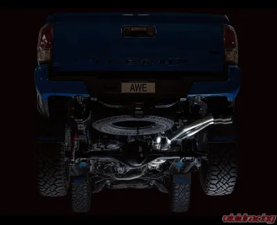 AWE Tuning 0FG Exhaust | 2.5" Diameter | with BashGuard | 4.5" Dual Diamond Black Tips Toyota Tacoma 2016-2023 - 3015-33826